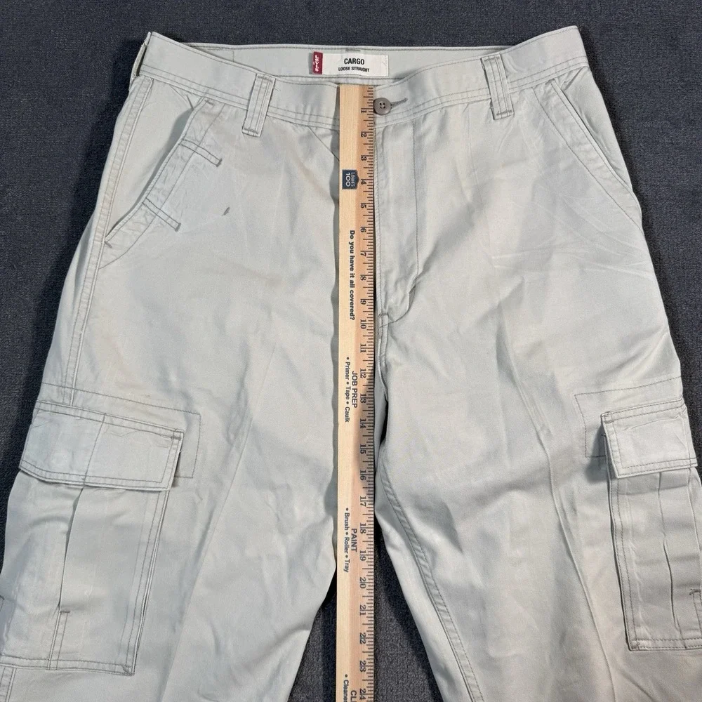 Vtg Levi's Cargo Pants Men's 36x30 Loose Straight White Baggy Skate Y2K Cotton